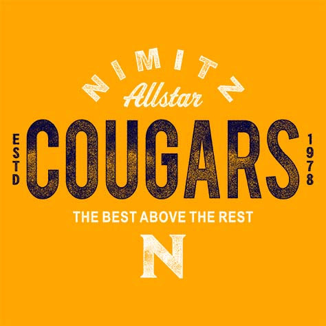 Nimitz High School Cougars Gold Garment Design 40