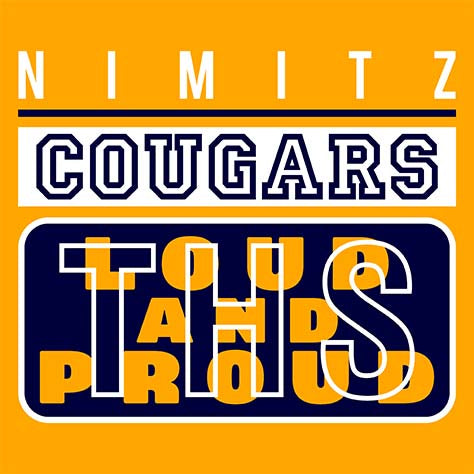 Nimitz High School Cougars Gold Garment Design 86