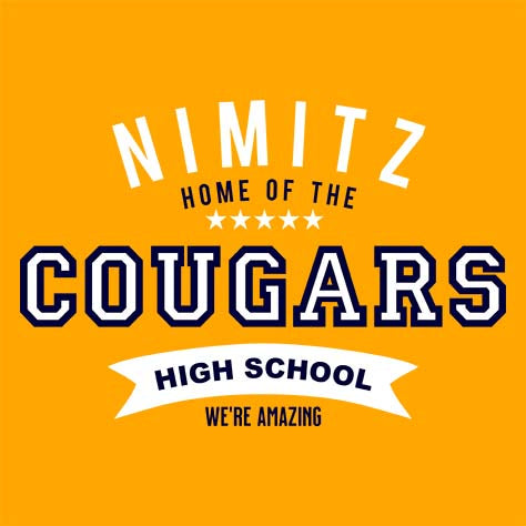 Nimitz High School Cougars Gold Garment Design 96