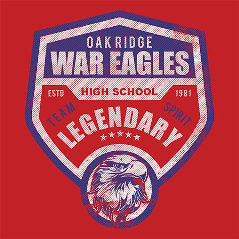 Oak Ridge War Eagles Premium Red T-shirt - Design 14