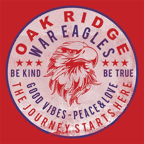 Oak Ridge War Eagles Premium Red T-shirt - Design 16