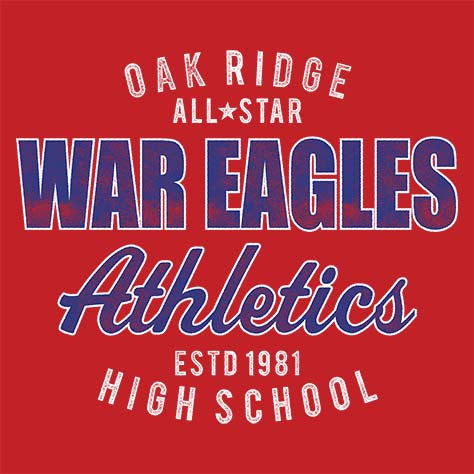 Oak Ridge War Eagles Premium Red T-shirt - Design 34