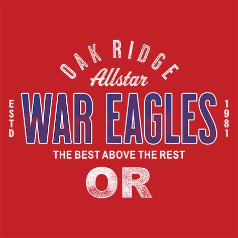 Oak Ridge War Eagles Premium Red T-shirt - Design 40