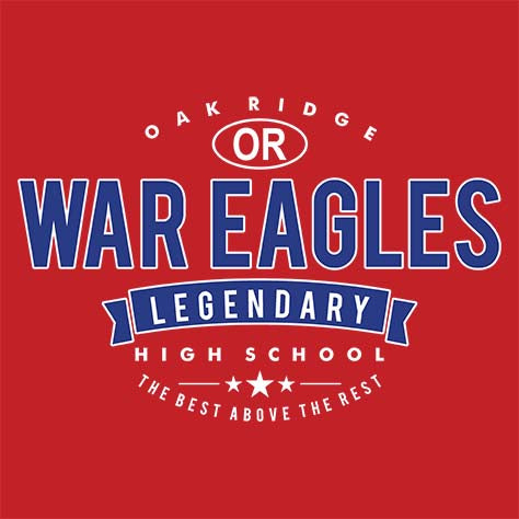 Oak Ridge War Eagles Premium Red T-shirt - Design 44