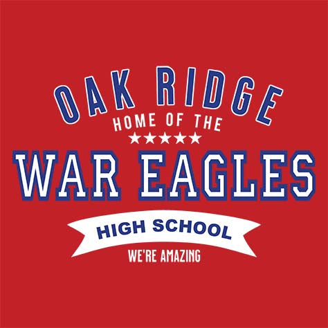 Oak Ridge War Eagles Premium Red T-shirt - Design 96