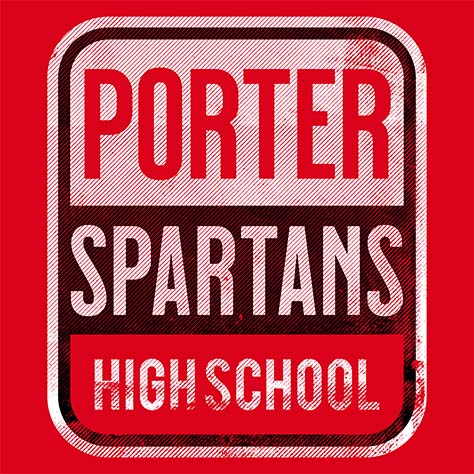 Porter High School Spartans Red Garment Design 01