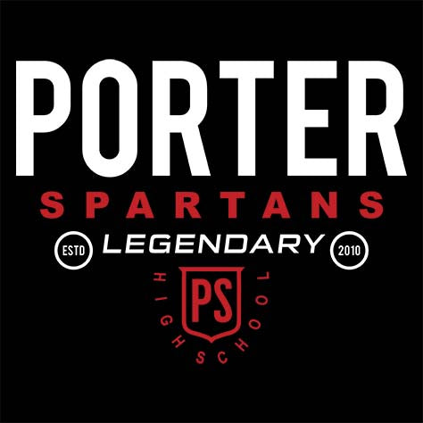 Porter Spartans Premium Black T-shirt - Design 03