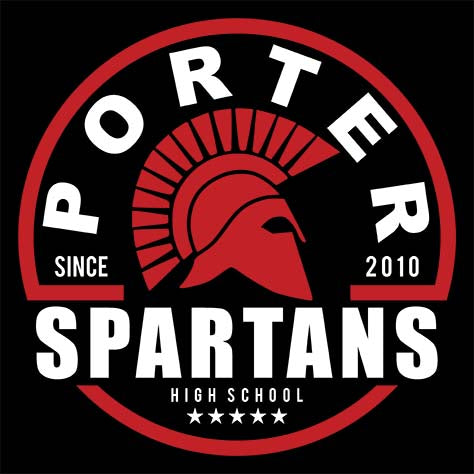 Porter Spartans Premium Black T-shirt - Design 04