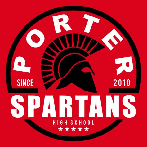 Porter High School Spartans Red Garment Design 04