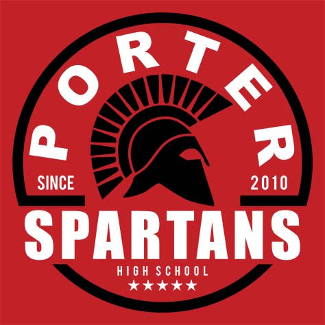 Porter Spartans Premium Red T-shirt - Design 04