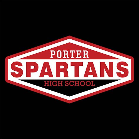 Porter Spartans Premium Black T-shirt - Design 09