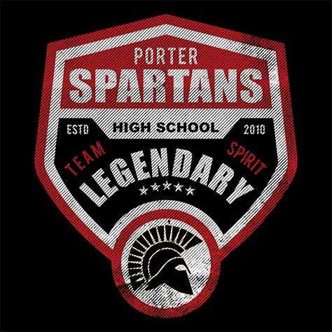 Porter High School Spartans Black Garment Design 14