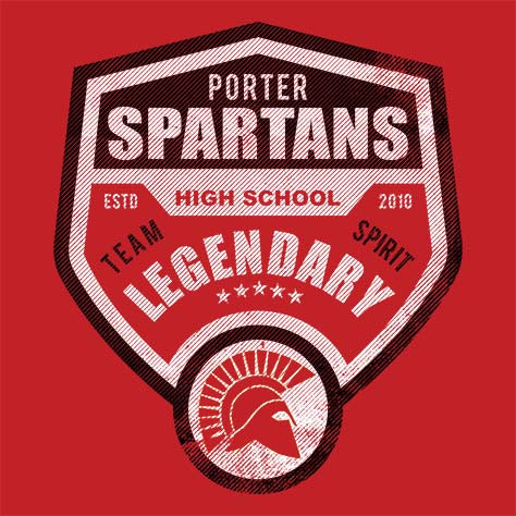 Porter Spartans Premium Red T-shirt - Design 14