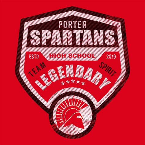 Porter High School Spartans Red Garment Design 14