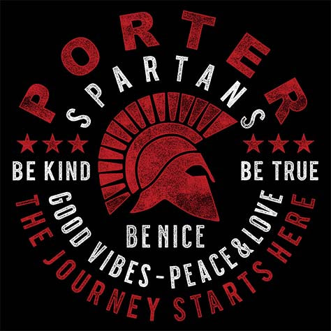 Porter Spartans Premium Black T-shirt - Design 16