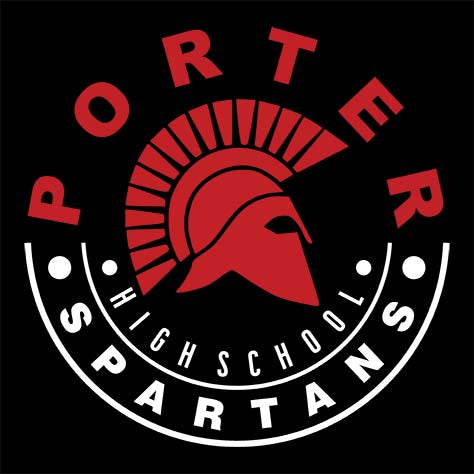 Porter Spartans Premium Black T-shirt - Design 19