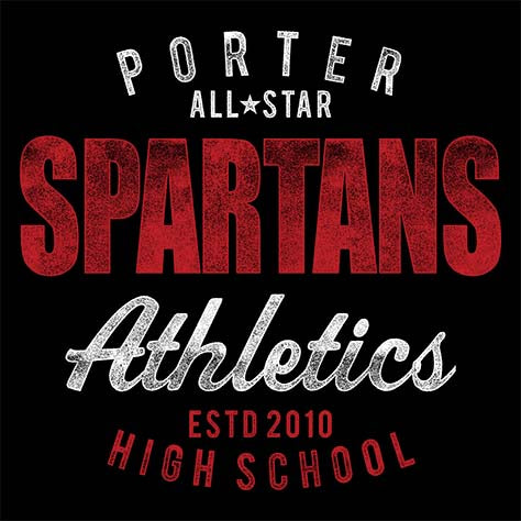 Porter Spartans Premium Black T-shirt - Design 34