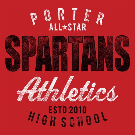 Porter Spartans Premium Red T-shirt - Design 34