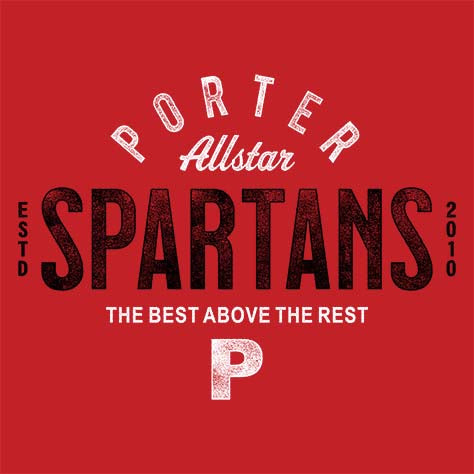 Porter Spartans Premium Red T-shirt - Design 40