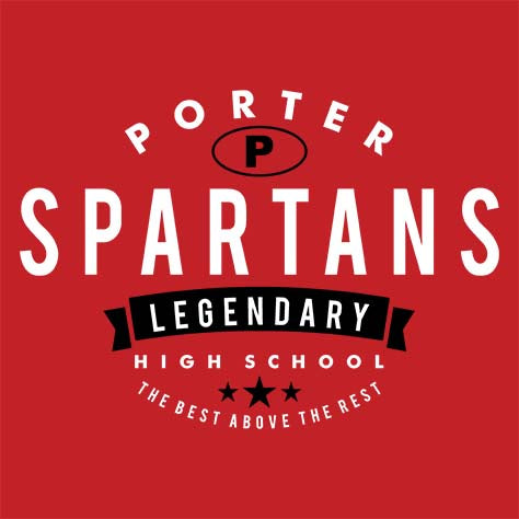 Porter Spartans Premium Red T-shirt - Design 44