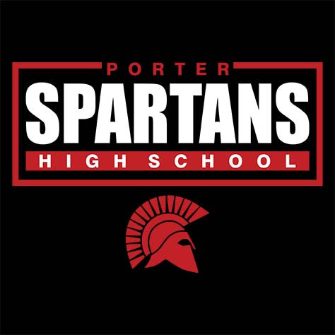 Porter Spartans Premium Black T-shirt - Design 49