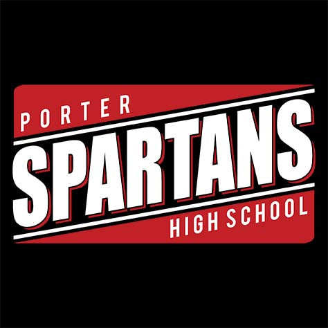 Porter Spartans Premium Black T-shirt - Design 84