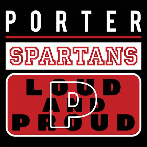 Porter Spartans Premium Black T-shirt - Design 86