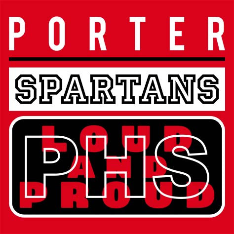 Porter High School Spartans Red Garment Design 86