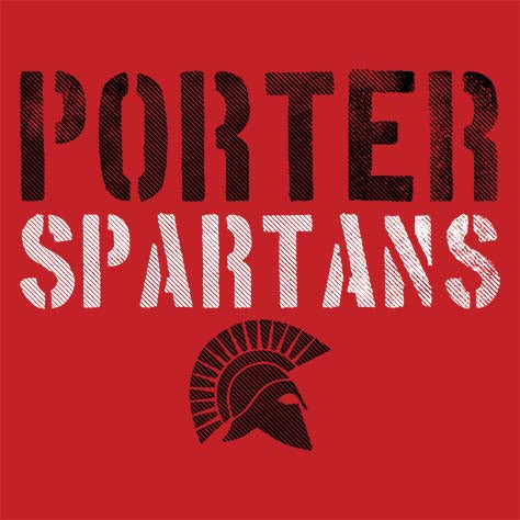 Porter Spartans Premium Red T-shirt - Design 17