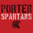 Porter Spartans Premium Red T-shirt - Design 17