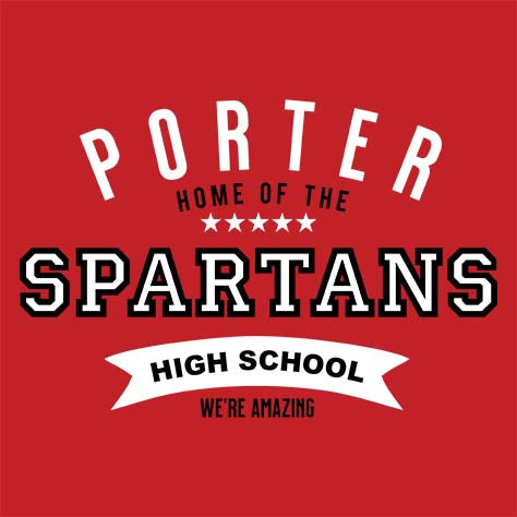 Porter Spartans Premium Red T-shirt - Design 96