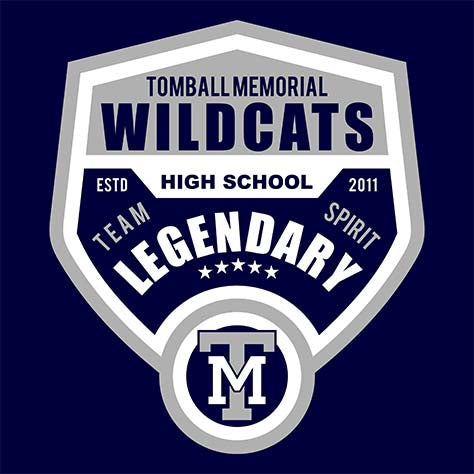 Tomball Memorial High School Wildcats Navy Garment Design 14