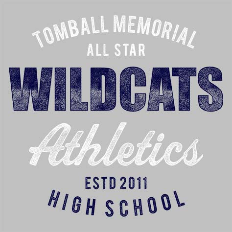 Tomball Memorial High School Wildcats Sports Grey Garment Design 34