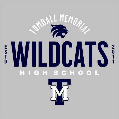 Tomball Memorial High School Wildcats Sports Grey Garment Design 40