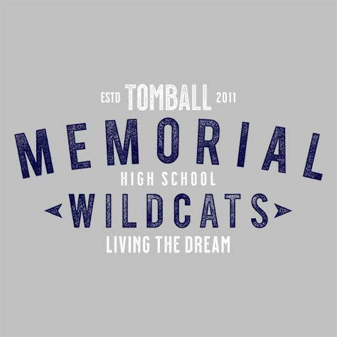 Tomball Memorial High School Wildcats Sports Grey Garment Design 42