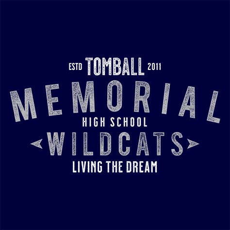 Tomball Memorial High School Wildcats Navy Garment Design 42