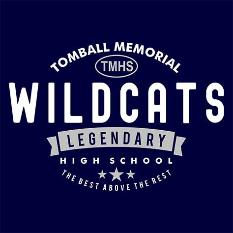 Tomball Memorial High School Wildcats Navy Garment Design 44