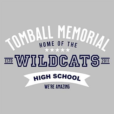 Tomball Memorial High School Wildcats Sports Grey Garment Design 96