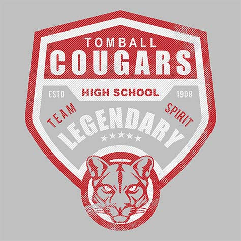 Close-up of Tomball Cougars Premium Grey Hoodie - Design 12