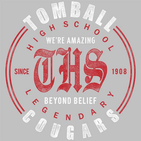 Tomball High School Cougars Sports Grey Garment Design 15