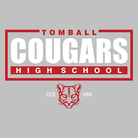 District 63 Apparel Tomball Cougars Premium Heather T-Shirt - Design 48 Athletic Heather / S