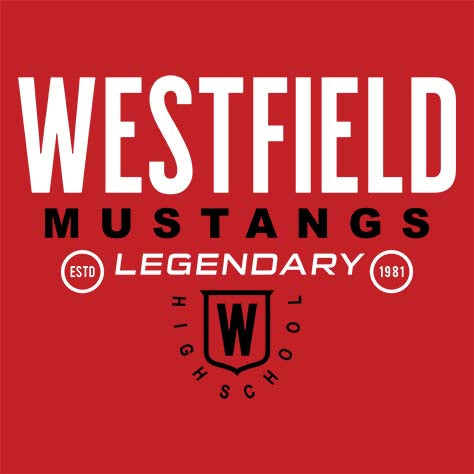 Westfield High School Mustangs Red Garment Design 03