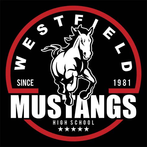 Westfield High School Mustangs Black Garment Design 04