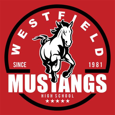 Westfield High School Mustangs Red Garment Design 04