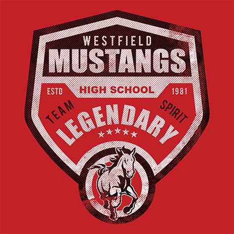 Westfield Mustangs Premium Red T-shirt - Design 14