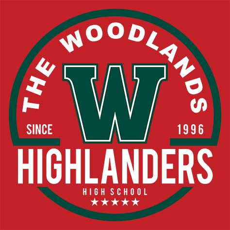 The Woodlands Highlanders Premium Red T-shirt - Design 04