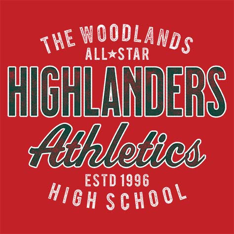 The Woodlands High School Highlanders Red Garment Design 34