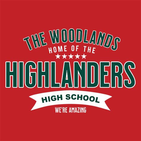 The Woodlands High School Highlanders Red Garment Design 96