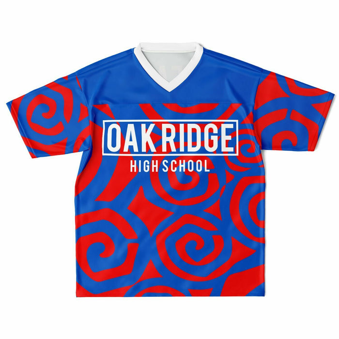 Oak Ridge War Eagles High School football jersey laying flat - front 