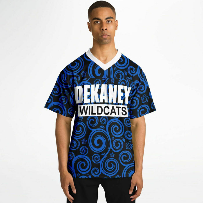 Black man wearing Dekaney Wildcats football Jersey